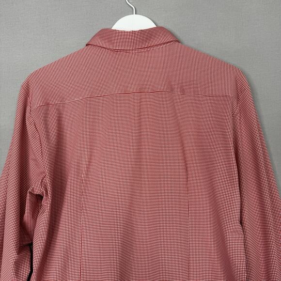 Mizzen+Main Mens Shirt Large Red Trim Fit Gingham Check Performance Stretch - Picture 8 of 12